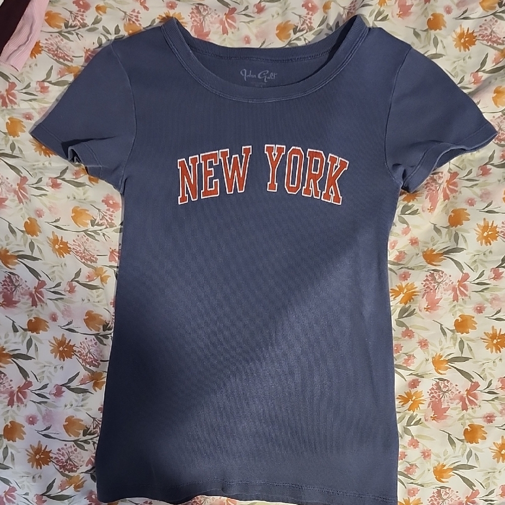 Brandy Melville Blue and Orange Short Sleeve Tee